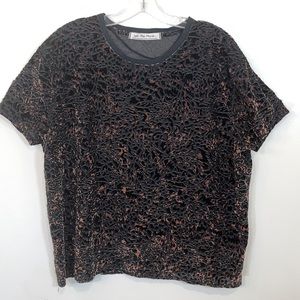 We The Free Black and Brown Burnout Short SleeveTop Sz. XS-See Measurements EUC